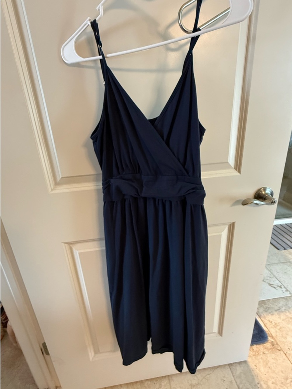Navy Blue Girls' Sleeveless One-Piece Dress